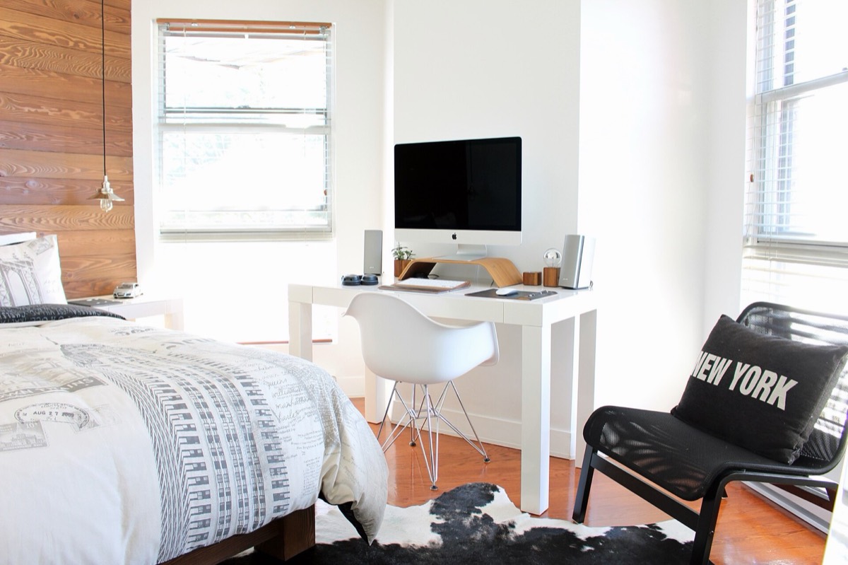 A calm, softly lit bedroom